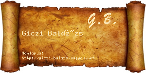 Giczi Balázs névjegykártya